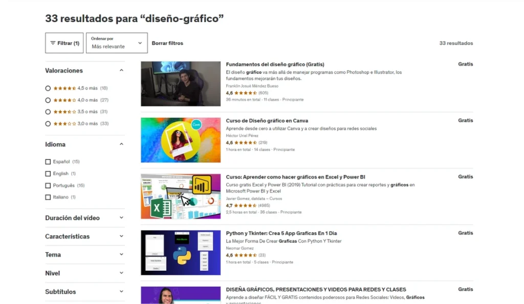 cursos gratuitos de diseño gráfico en Udemy